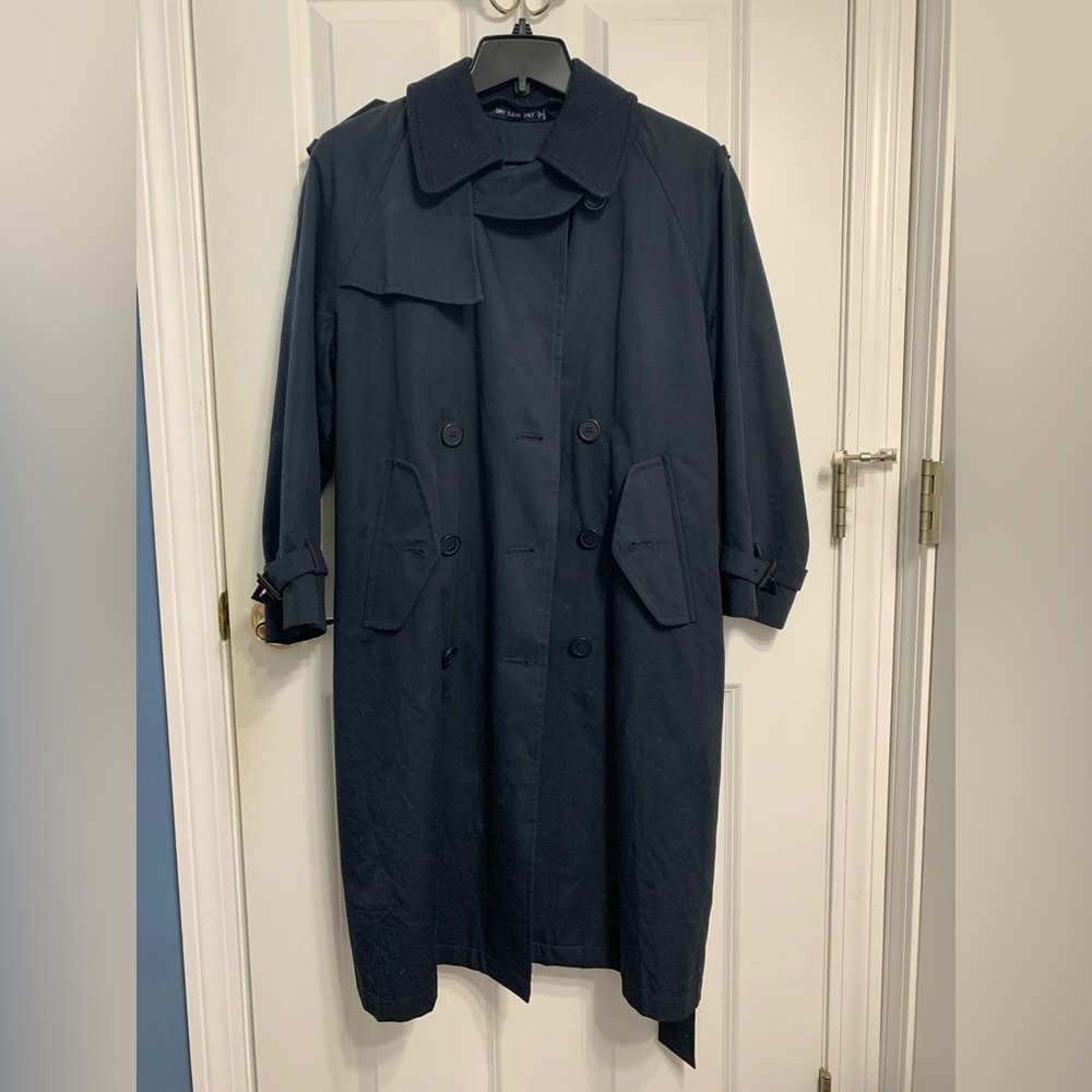 Bradley Jons Fully Lined Women’s Military Style Trench Coat Size 12 Blue NWOT